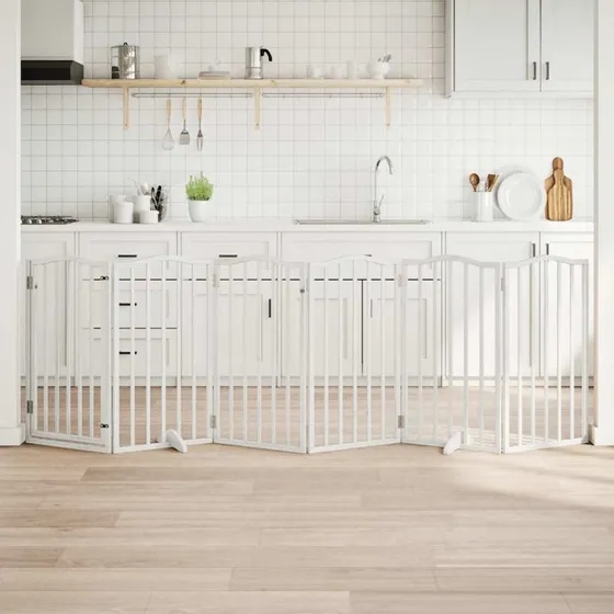 vidaXL Hundelåge 6 paneler 300 cm foldbar hvid