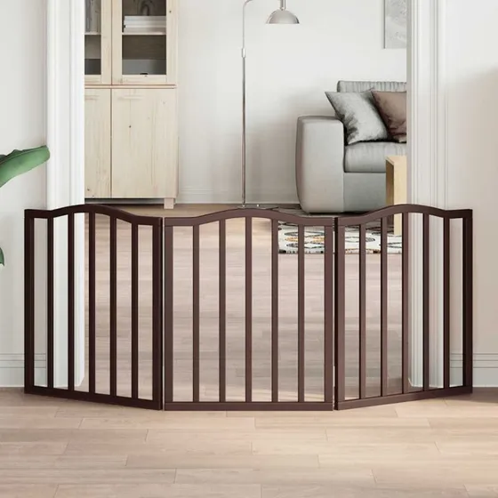 vidaXL Hundelåge 3 Paneler 150 cm Foldbar Poppeltræ Brun