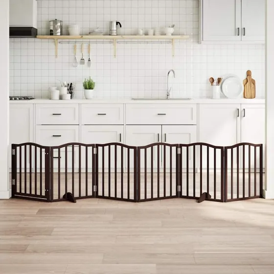 vidaXL Hundelåge 6 Paneler 300 cm Foldbar Poppeltræ Brunt