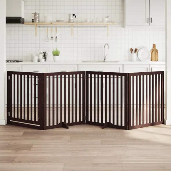 vidaXL Hundelåge 320 cm foldbar brun poppeltræ