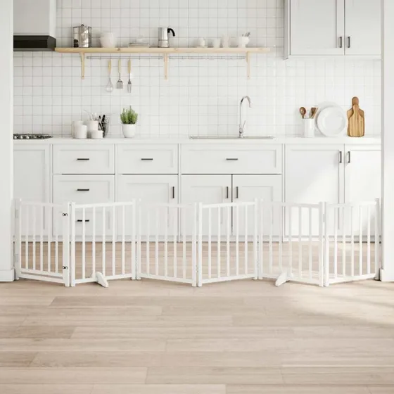 vidaXL Hundelåge 300 cm foldbar massivt gran hvid