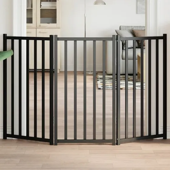 vidaXL 3-paneler foldbar hundelåge 150 cm sort