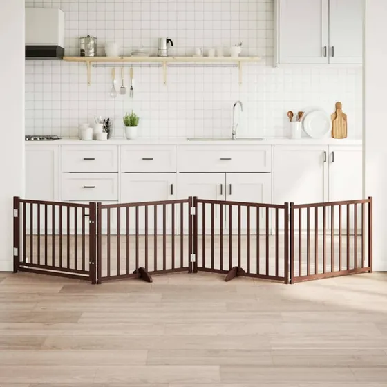 vidaXL Hundelåge 320 cm foldbar, massivt gran, brunt