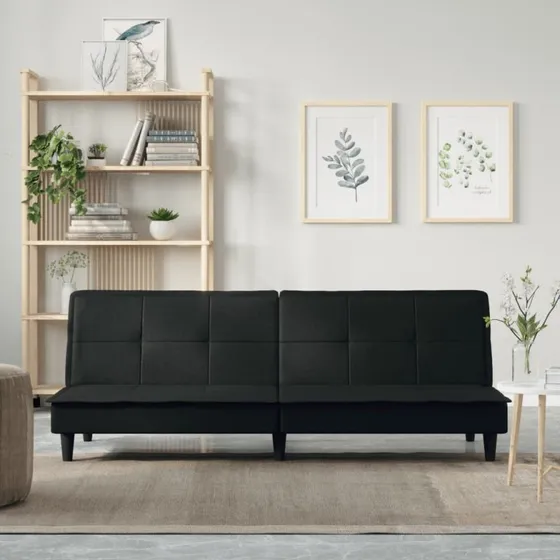 vidaXL Sovesofa Stof Sort, Justerbart Ryglæn, Komfortabel & Robust