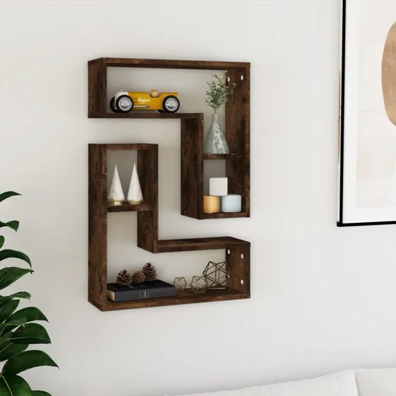 vidaXL Væghylder 2 stk. 50x15x50 cm røget egetræ konstrueret træ