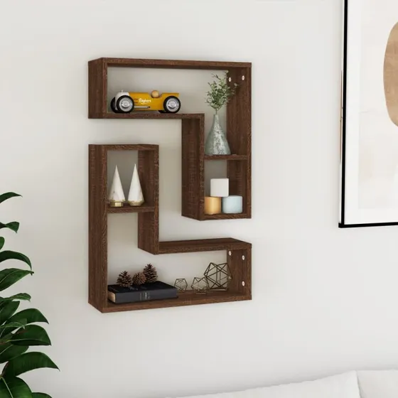 vidaXL Væghylder 2 stk. 50x15x50 cm konstrueret træ brun