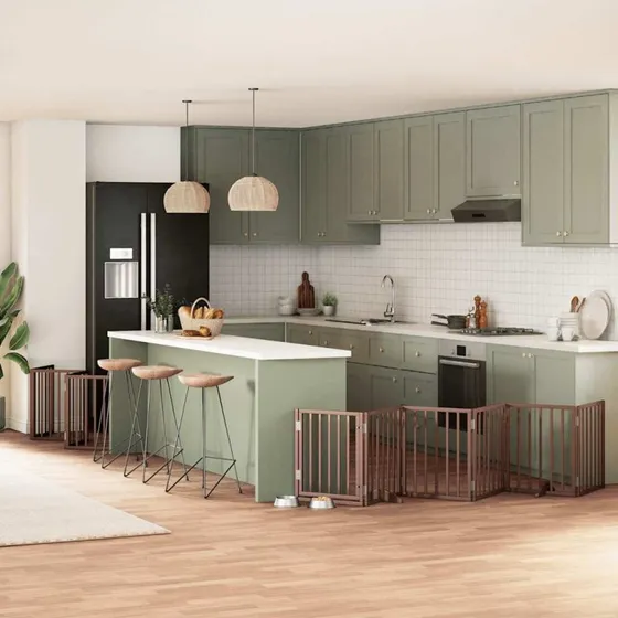 vidaXL Hundelåge 15 Paneler 750 cm Foldbar Poppeltræ Brun