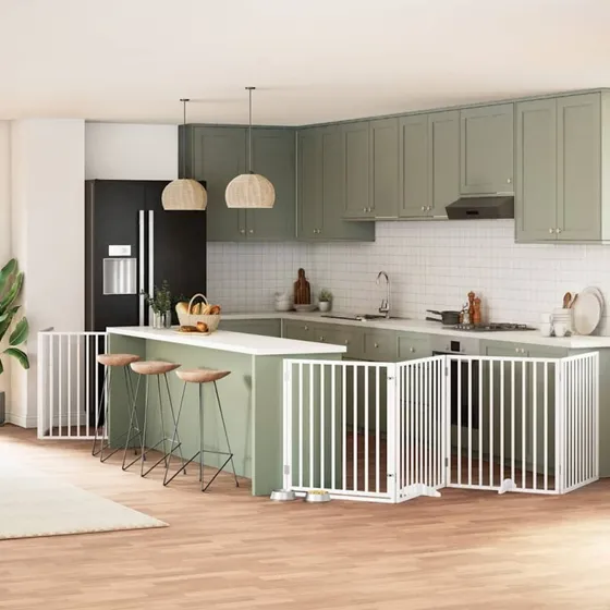 vidaXL Hundelåge 10 paneler 800 cm foldbar hvid