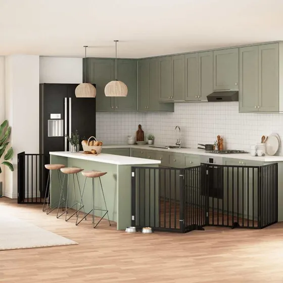 vidaXL Hundelåge 12 Paneler 960 cm Foldbar Poppeltræ Sort