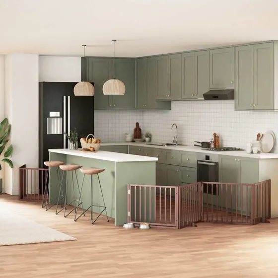 vidaXL Hundelåge 6 paneler 480 cm foldbar brun