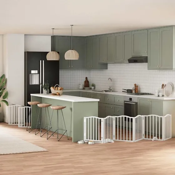 vidaXL Hundelåge 12 paneler 600 cm foldbar hvid