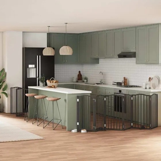 vidaXL Hundelåge 9 paneler 450 cm foldbar sort