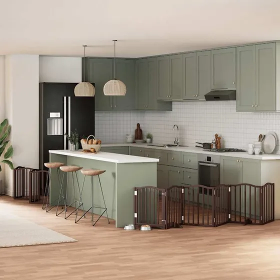 vidaXL Hundelåge 12 Paneler 600 cm Foldbar Poppeltræ Brun