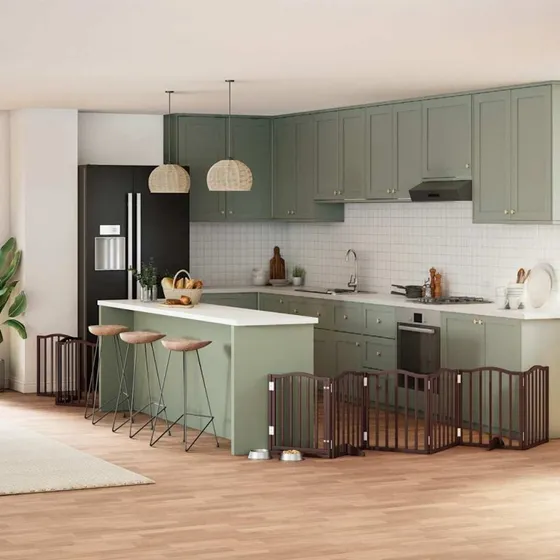 vidaXL Hundelåge 9 paneler 450 cm foldbar brun
