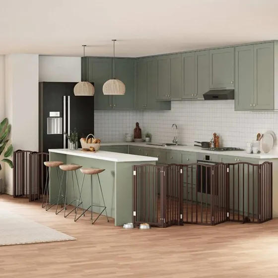 vidaXL Hundelåge 15 Paneler 750 cm Foldbar Brun