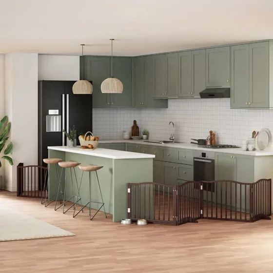 vidaXL Hundelåge 8 Paneler 640 cm Foldbar Poppeltræ Brun