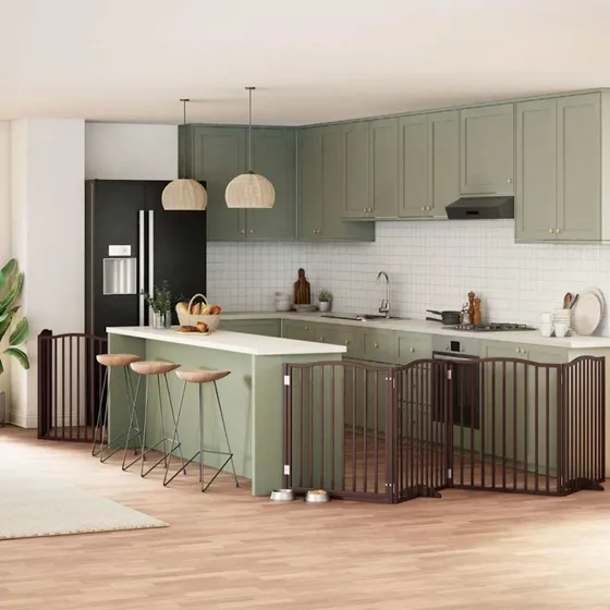 vidaXL Hundelåge 8 Paneler 640 cm Foldbar Poppeltræ Brun