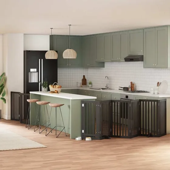 vidaXL Hundelåge 9 paneler 450 cm foldbar sort