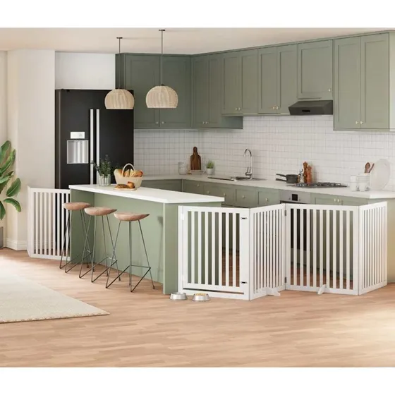 vidaXL Hundelåge 8 paneler 640 cm foldbar hvid