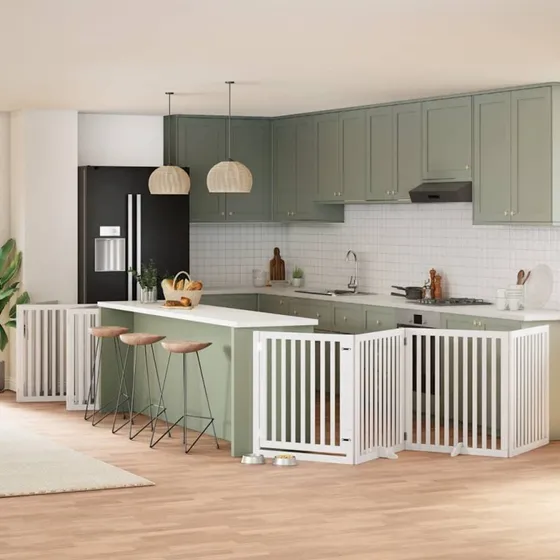 vidaXL Hundelåge 12 paneler 960 cm foldbar hvid