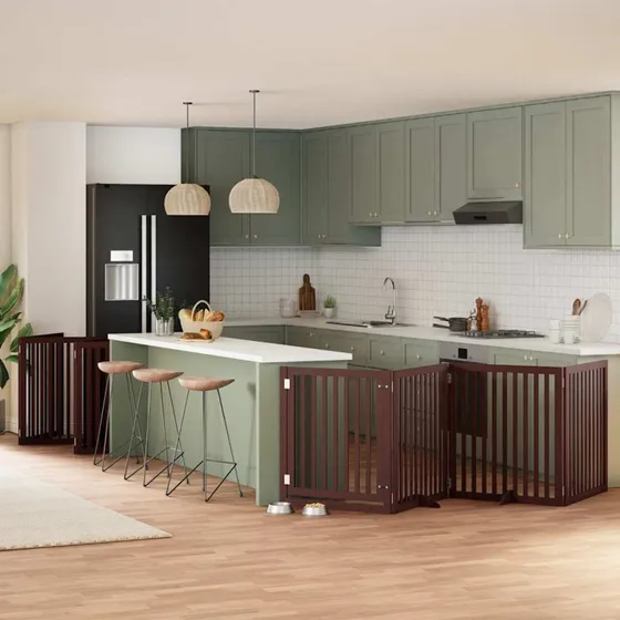vidaXL Hundelåge 10 Paneler 800 cm Foldbar Poppeltræ Brun