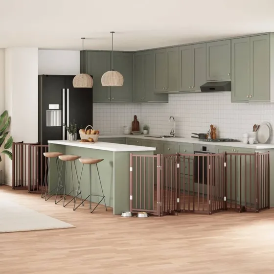 vidaXL Hundelåge 15 Paneler 750 cm Foldbar Brun