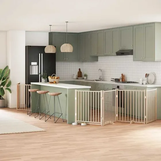 vidaXL Hundelåge 6 paneler 480 cm foldbar poppeltræ