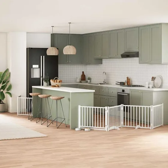 vidaXL Hundelåge 12 paneler 960 cm foldbar hvid