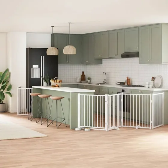 vidaXL Hundelåge 12 paneler 960 cm foldbar hvid