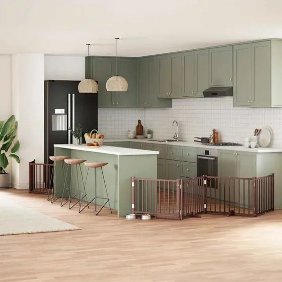 vidaXL Hundelåge 6 Paneler 480 cm Foldbar Brun