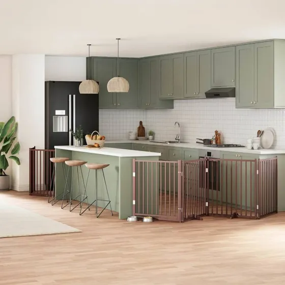 vidaXL Hundelåge 6 Paneler 480 cm Foldbar Brun