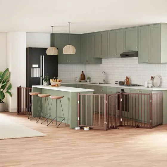 vidaXL Hundelåge 10 paneler 800 cm foldbar brun