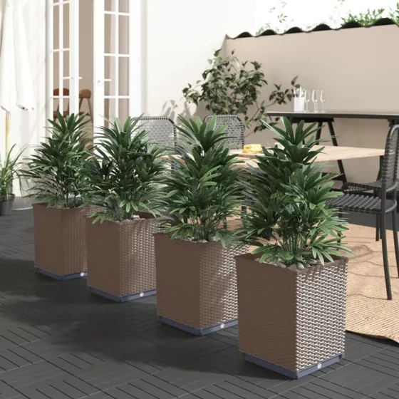 vidaXL 4 stk. plantekasser 30x30x37 cm brun polypropylen