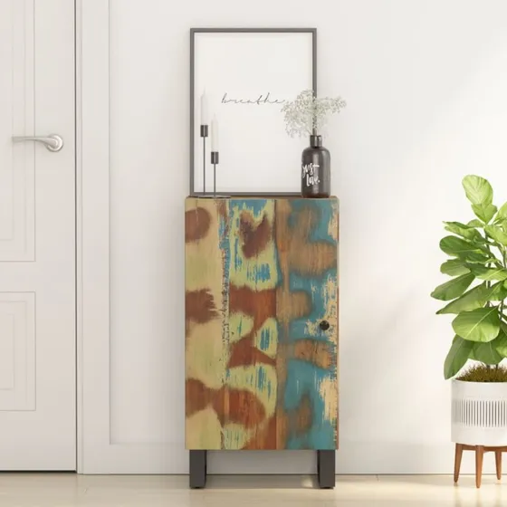 vidaXL Skænk med låge 40x31x75 cm massivt genbrugstræ