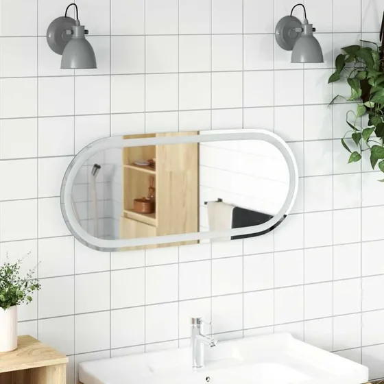 vidaXL LED-badeværelsesspejl 90x40 cm oval