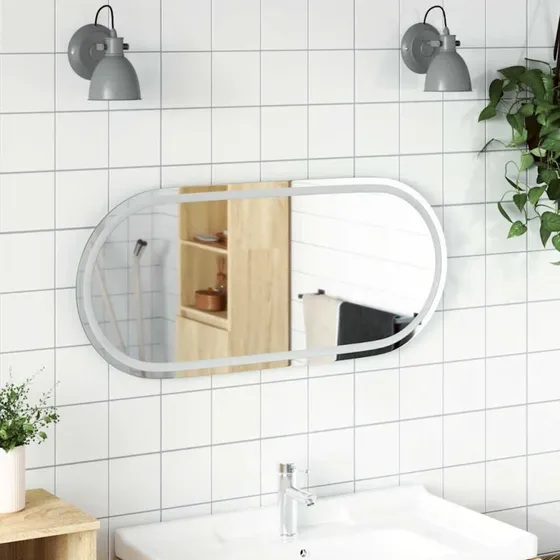 vidaXL LED-badeværelsesspejl 100x45 cm oval