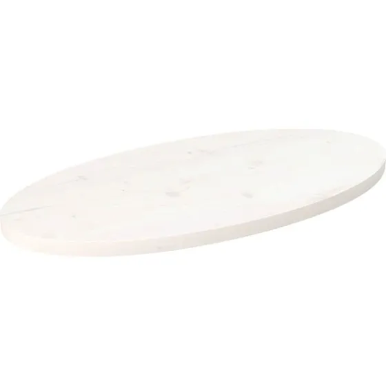 vidaXL oval bordplade 70x35x2,5 cm massivt fyrretræ hvid