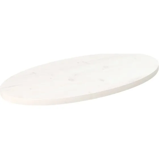 vidaXL oval bordplade 80x40x2,5 cm massivt fyrretræ hvid