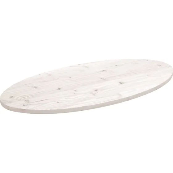 vidaXL oval bordplade 100x50x2,5 cm hvid massivt fyrretræ