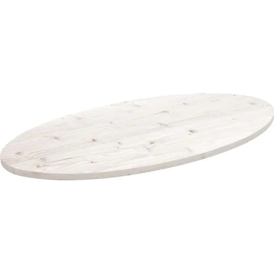 vidaXL oval bordplade 110x50x2,5 cm massivt fyrretræ hvid