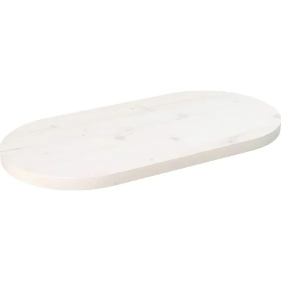 vidaXL oval bordplade 70x35x2,5 cm hvid massivt fyrretræ