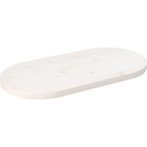 vidaXL bordplade 80x40x2,5 cm oval massivt fyrretræ hvid