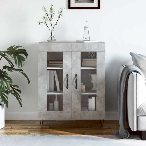 vidaXL Skænk 69,5x34x90 cm Konstrueret Træ Betongrå