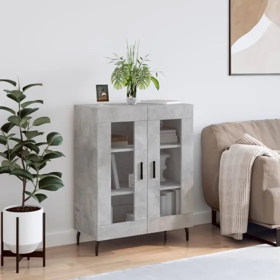 vidaXL Skænk 69,5x34x90 cm Konstrueret Træ Betongrå