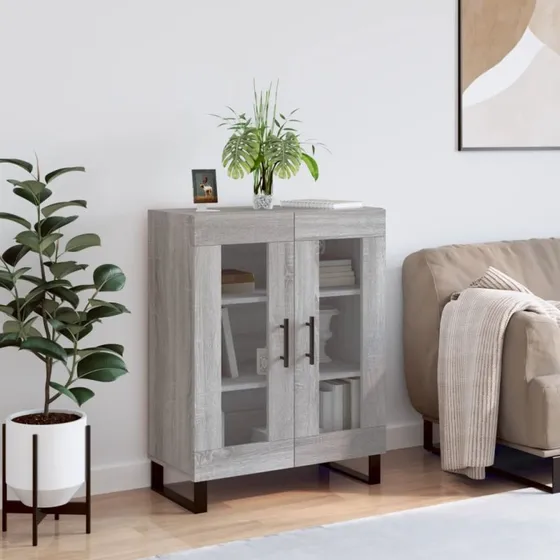 vidaXL Skænk 69,5x34x90 cm Konstrueret Træ Grå Sonoma-Eg