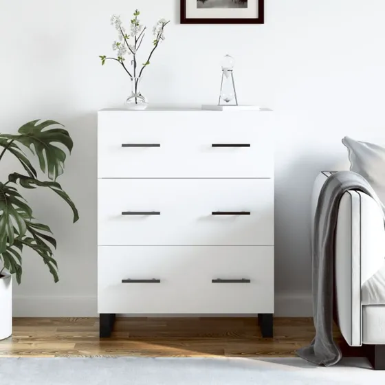 vidaXL Skænk 69,5x34x90 cm konstrueret træ hvid