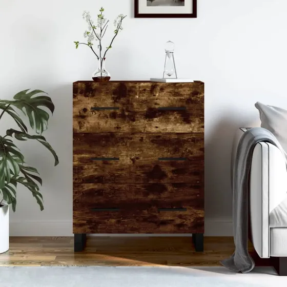 vidaXL Skænk 69,5x34x90 cm røget egetræsfarve konstrueret træ