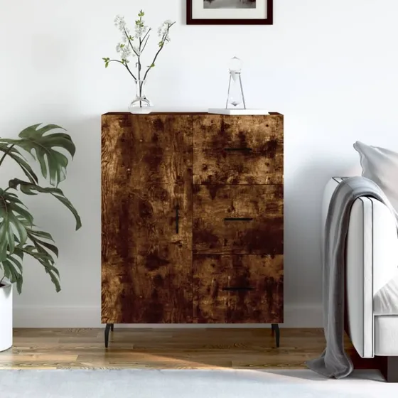 vidaXL Skænk 69,5x34x90 cm røget egetræsfarve konstrueret træ