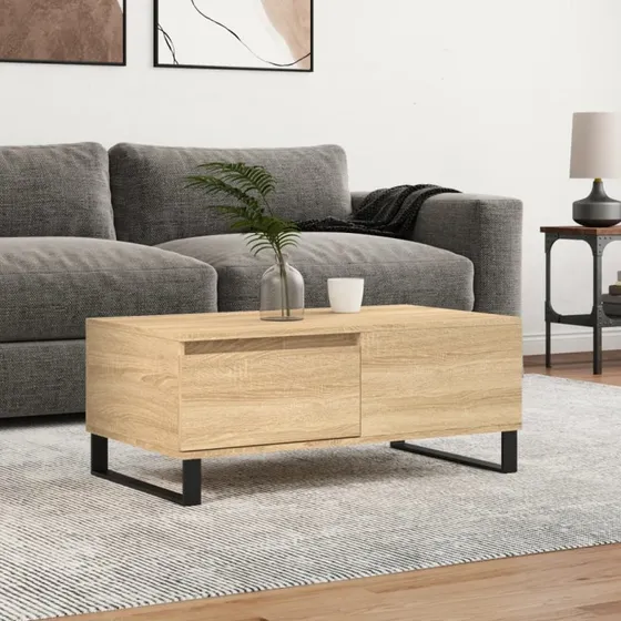 vidaXL Sofabord 90x50x36,5 cm Konstrueret Træ Sonoma-Eg