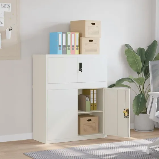 vidaXL Arkivskab 90x40x110 cm Stål Hvid